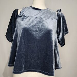 Walter Baker Dusty Blue Velvet Blouse Sz XS